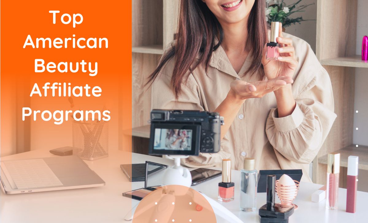 American beauty affiliate programs, a beauty blogger showing cosmetic products in front of the cameraa