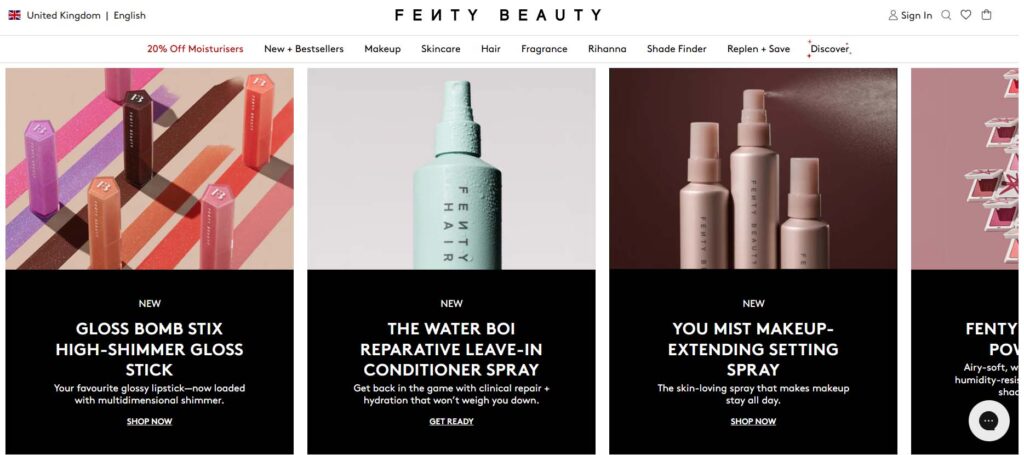 Fenty website for affiliate marketing