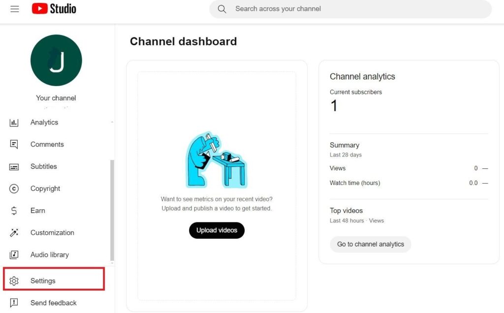 create your channel on YouTube