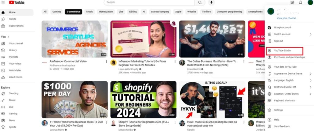 How to set up channel on YouTube