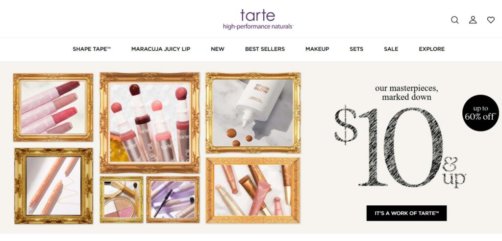 Tarte Cosmetics website