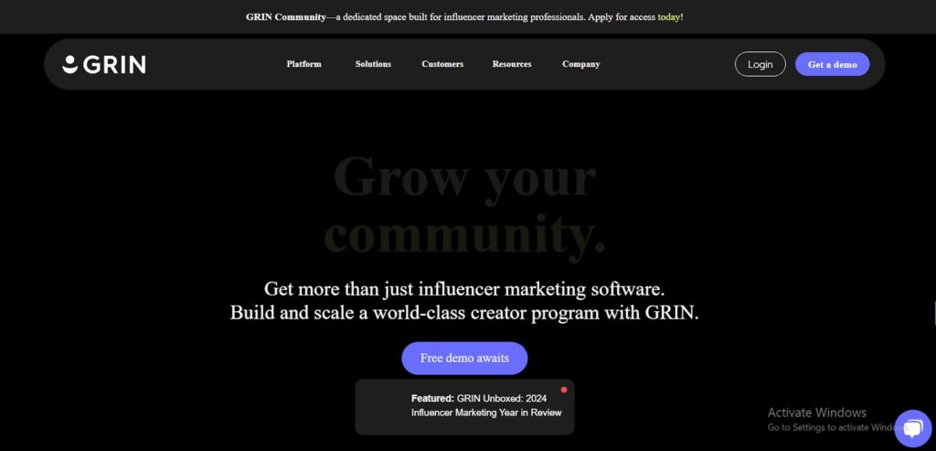 GRIN influencer marketing platform