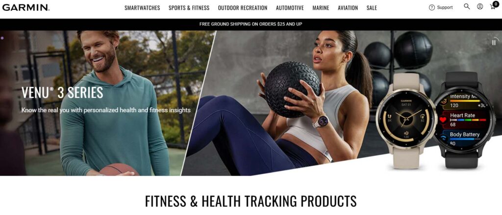 Garmin Health Tracking Website