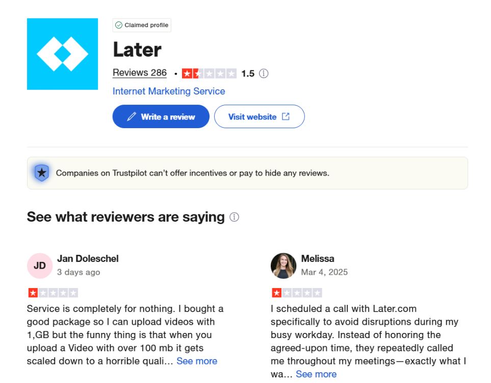 later reviews