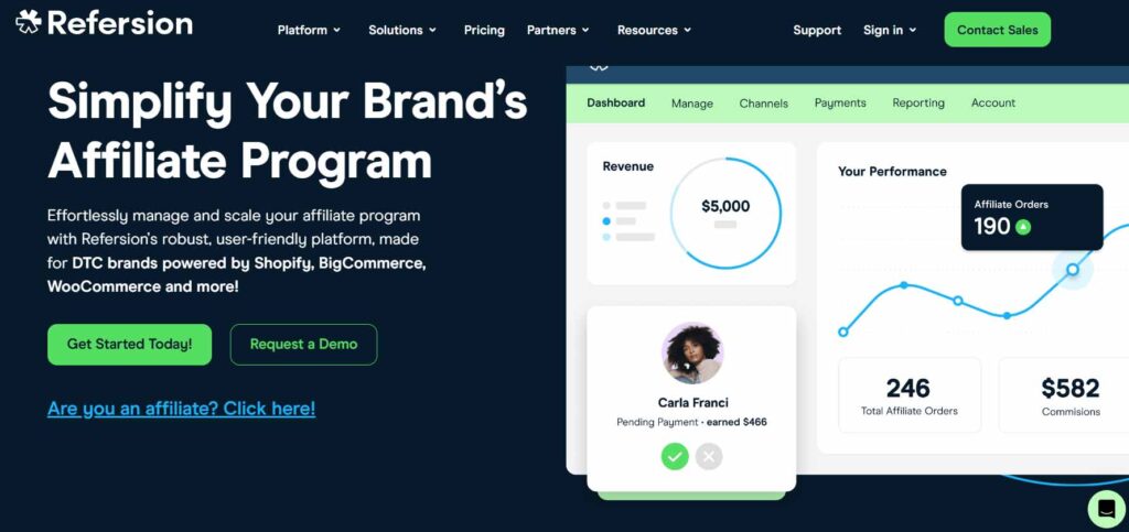 Refersion Tech affiliate agency homepage