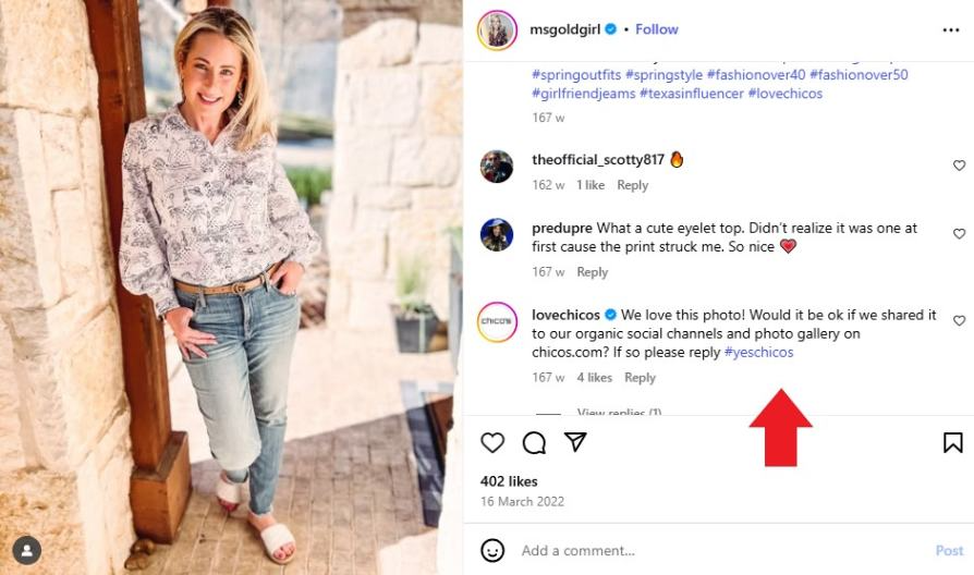 tracking comments on influencer gifting posts