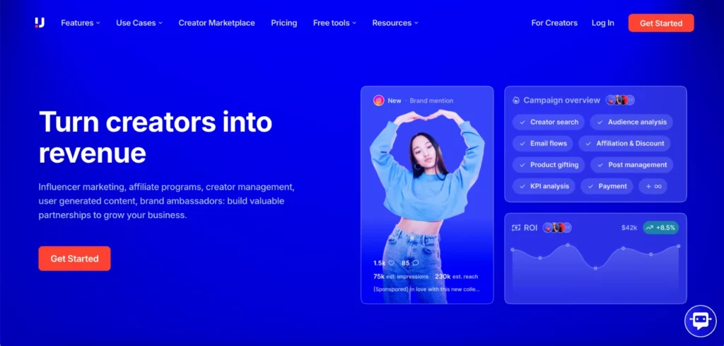 Upfluence homepage