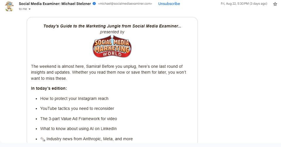 Email marketing example 