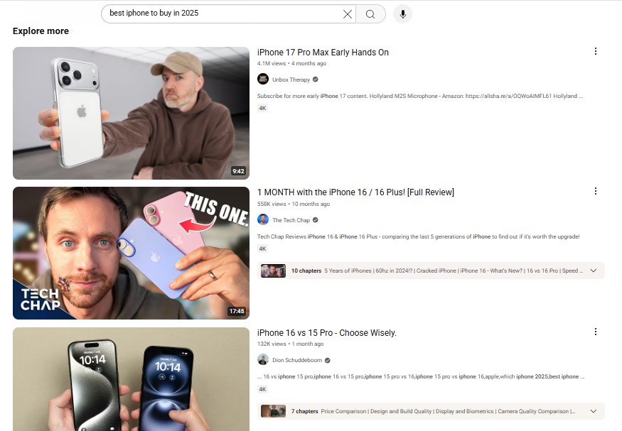 influencers post appearing on YouTube search