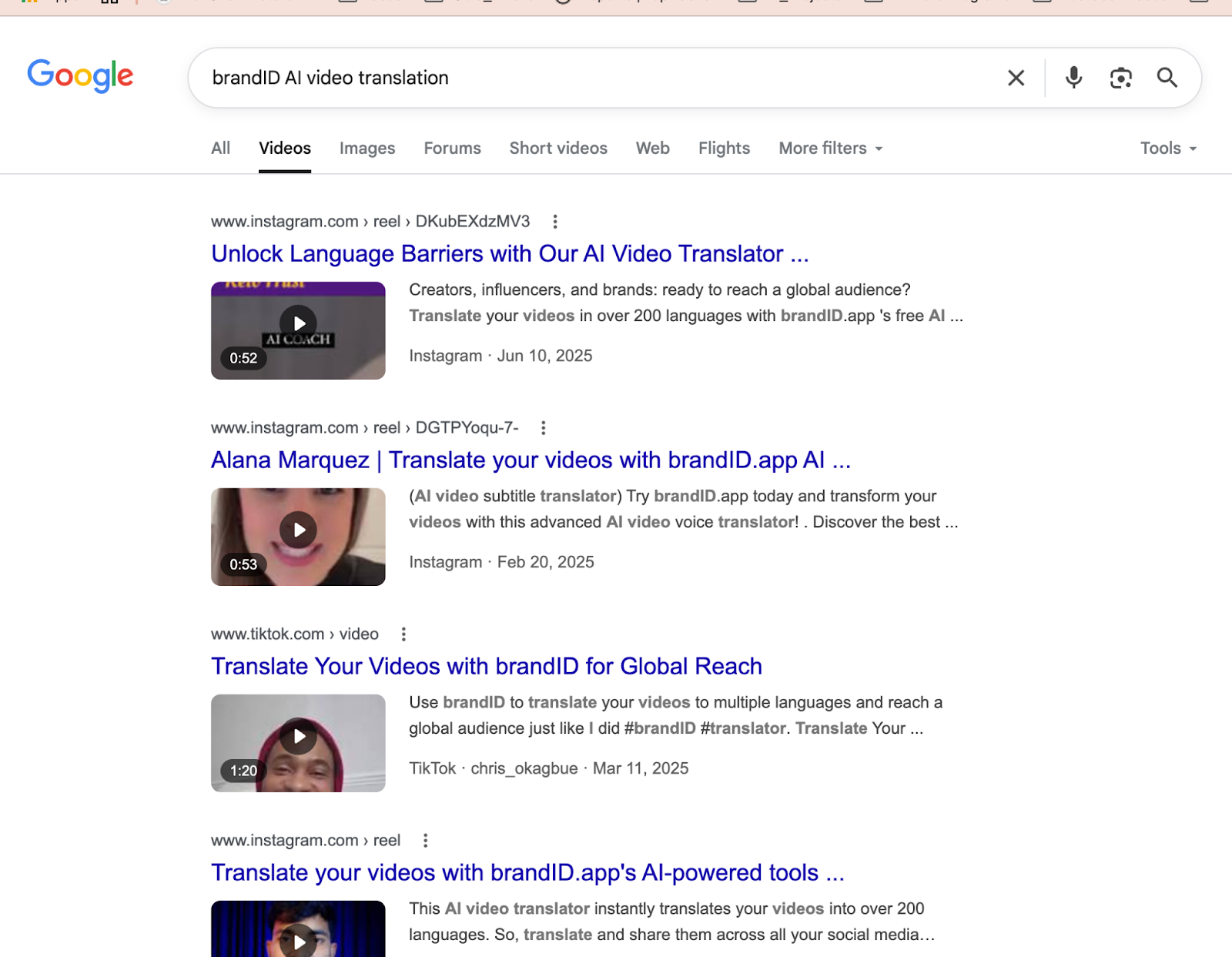 influencer posts in SERPs
