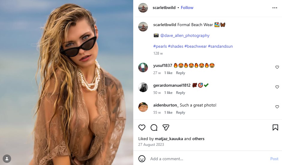 Scarletbwild, blonde influencer on IG