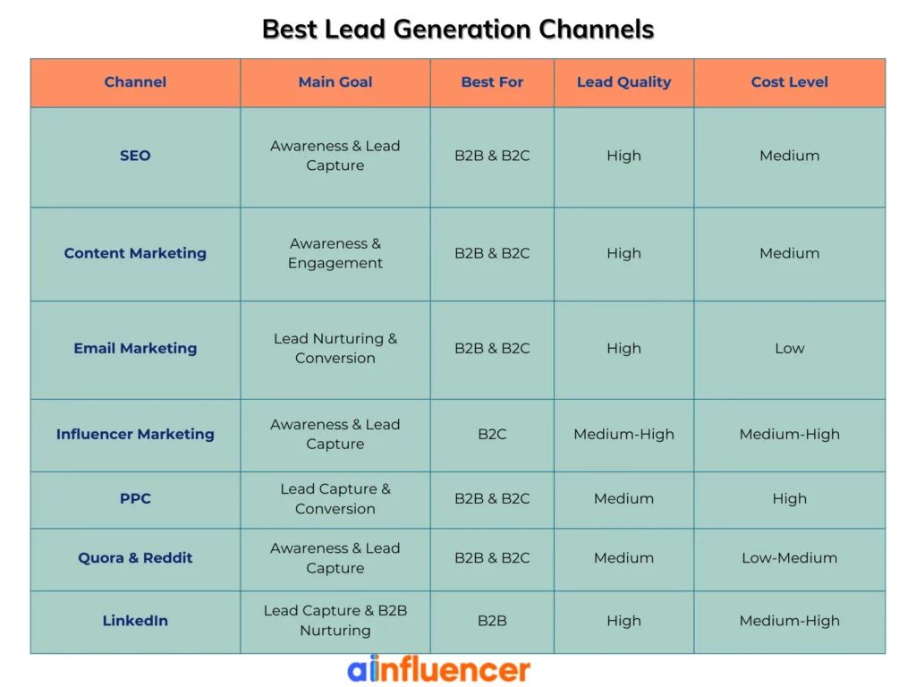 top lead generation channels
