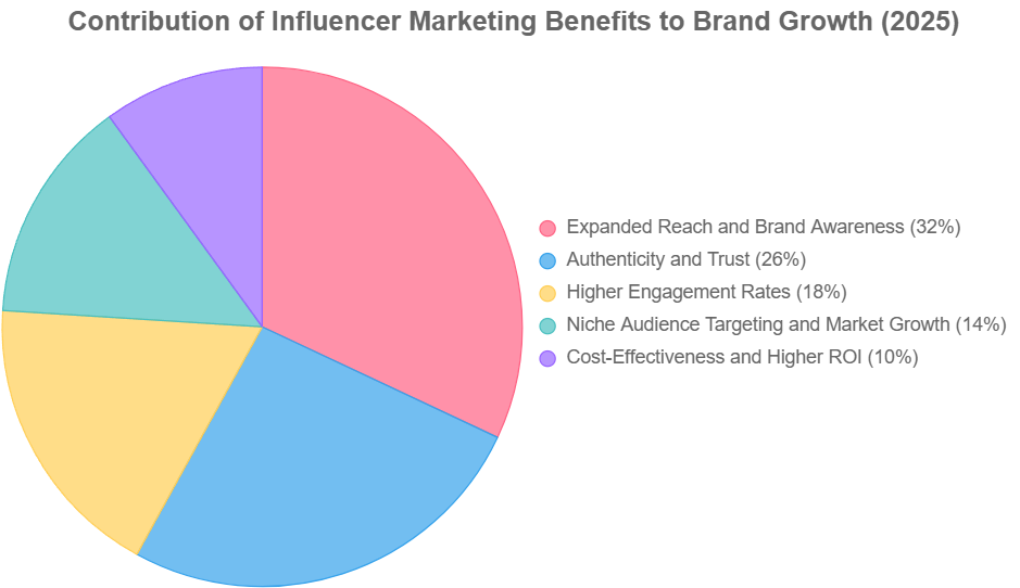 Contribution of influencer marketing benefits to brand growth