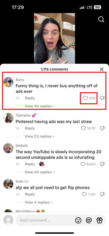 How users on social media are frustrated from ads