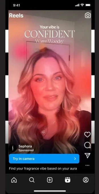 Sephora AR filter on Instagram