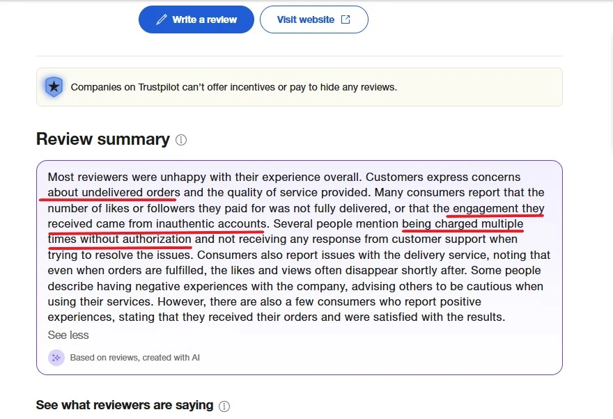 Socialwick review on Trustpilot