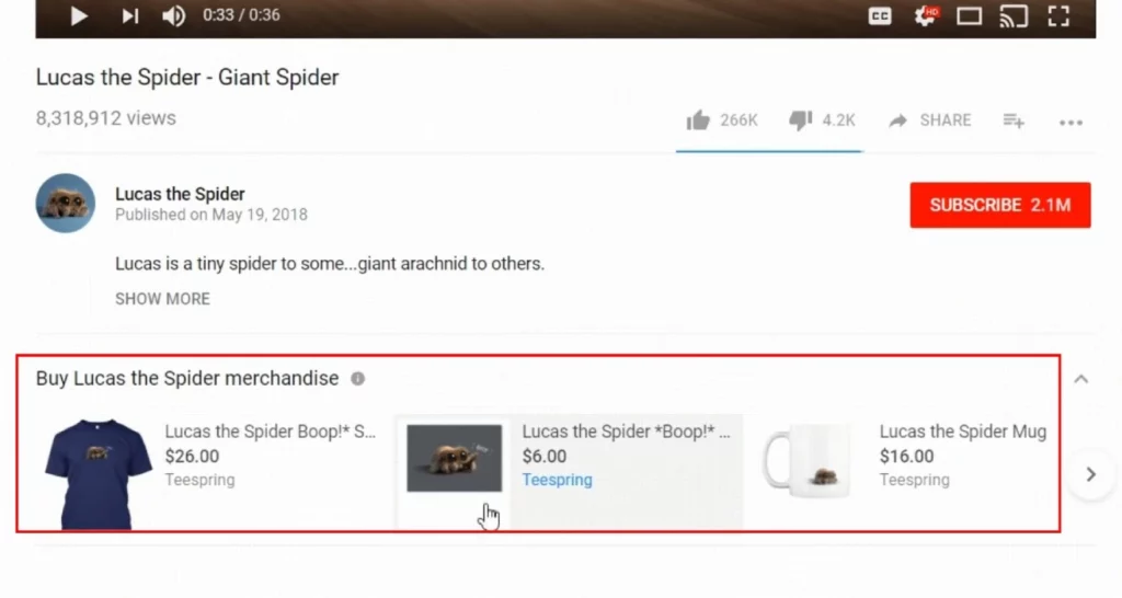 how does your merch look like under your YouTube video