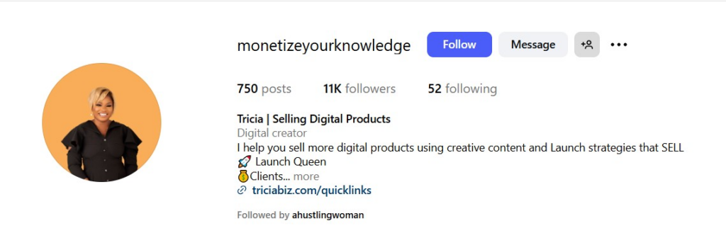 selling digital products on IG
