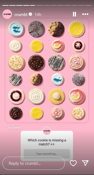 question box in Crumbl story on IG