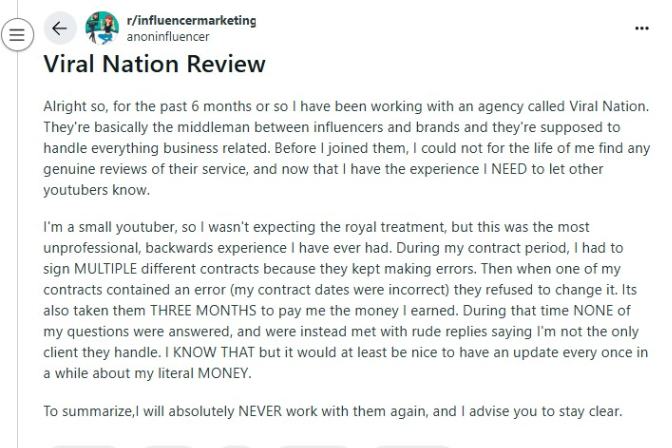 Viral Nation user review