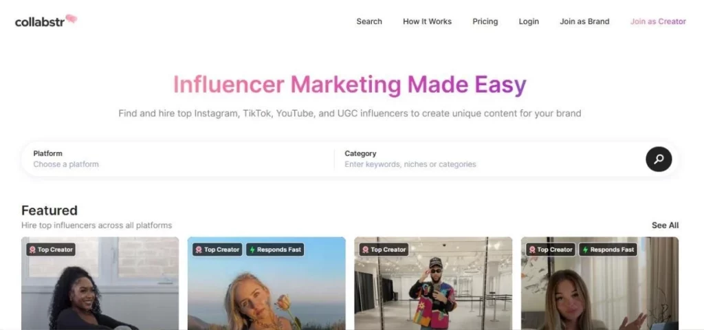 Collabstr influencer discovery tool