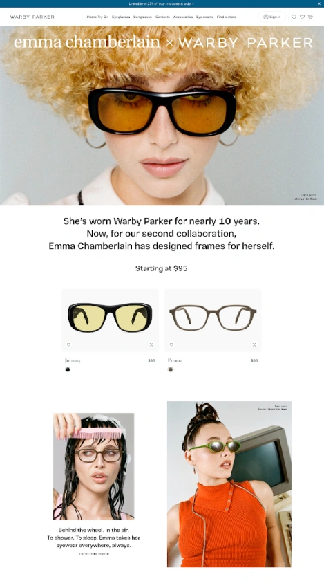 Emma Chamberlain landing page