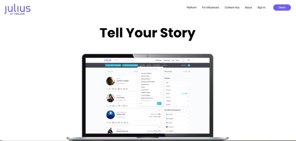 Julius influencer search tool