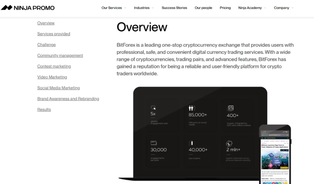 Ninja Promo Agency Case Study: BitForex