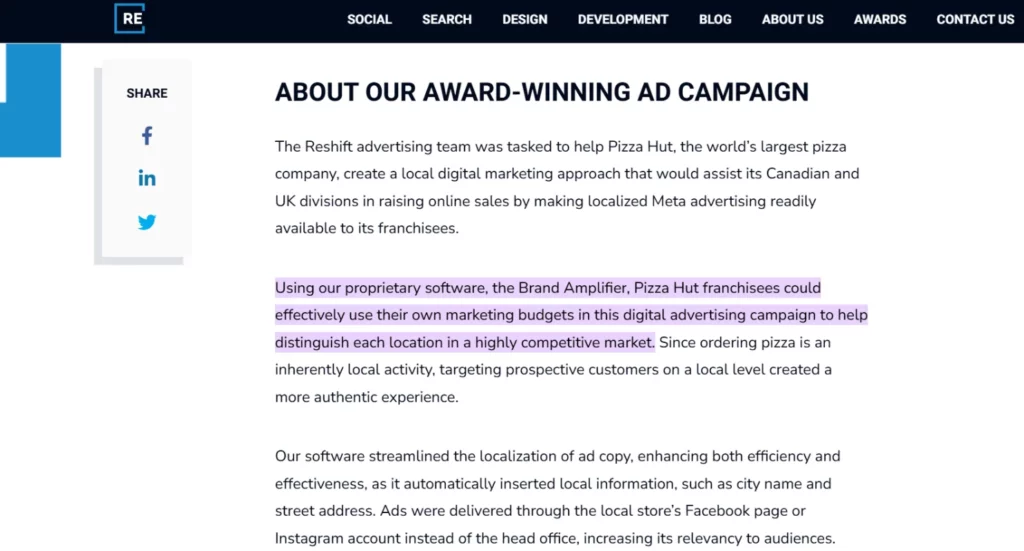 Reshift Media Case Study: Pizza Hut