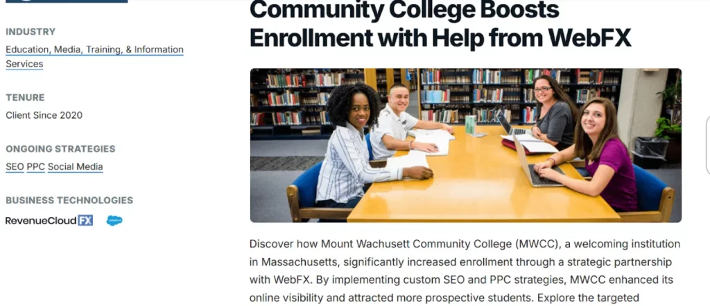 WebFX Agency Case Study: Mount Wachusett Community College