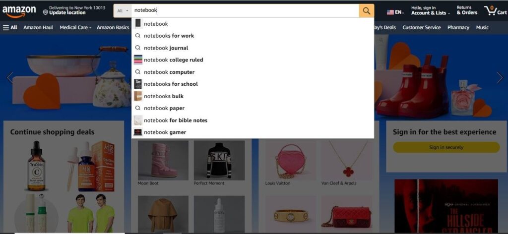 amazon search bar to show buyers demands