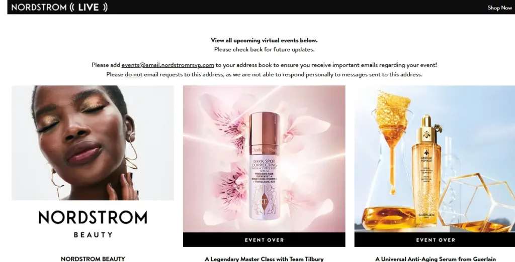Nordstrom live shopping platform